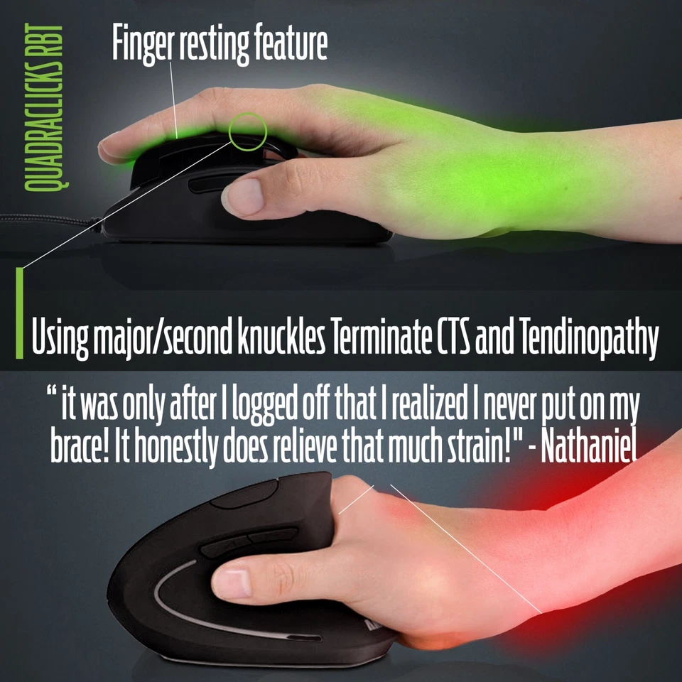 QuadraClicks RBT- Most Comfortable Rabbit Mouse Right 'Bove Touch Ending RSI - Image 2 of 4