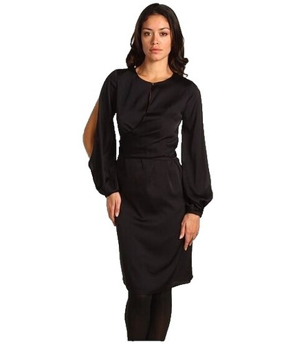 elie tahari green velvet dress Elie Tahari Ruched Velvet Square Neck Dress