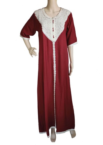 Beautiful Casual Full Length Embroidered Moroccan Kaftan Women Cotton Maxi Dress - Picture 37 of 46