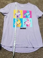 Fortnite T-Shirt Juniors Medium 7/9 Purple Llama Graphic Print Shortsleeve