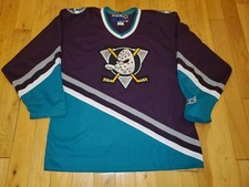 Vintage 2003 CCM Mighty Ducks of Anaheim Autograph Mens NHL Hockey Team JERSEY L
