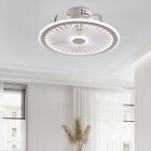 Enclosed Ceiling Fan Light Modern Round Chandelier Lamp Invisible Blades Remote