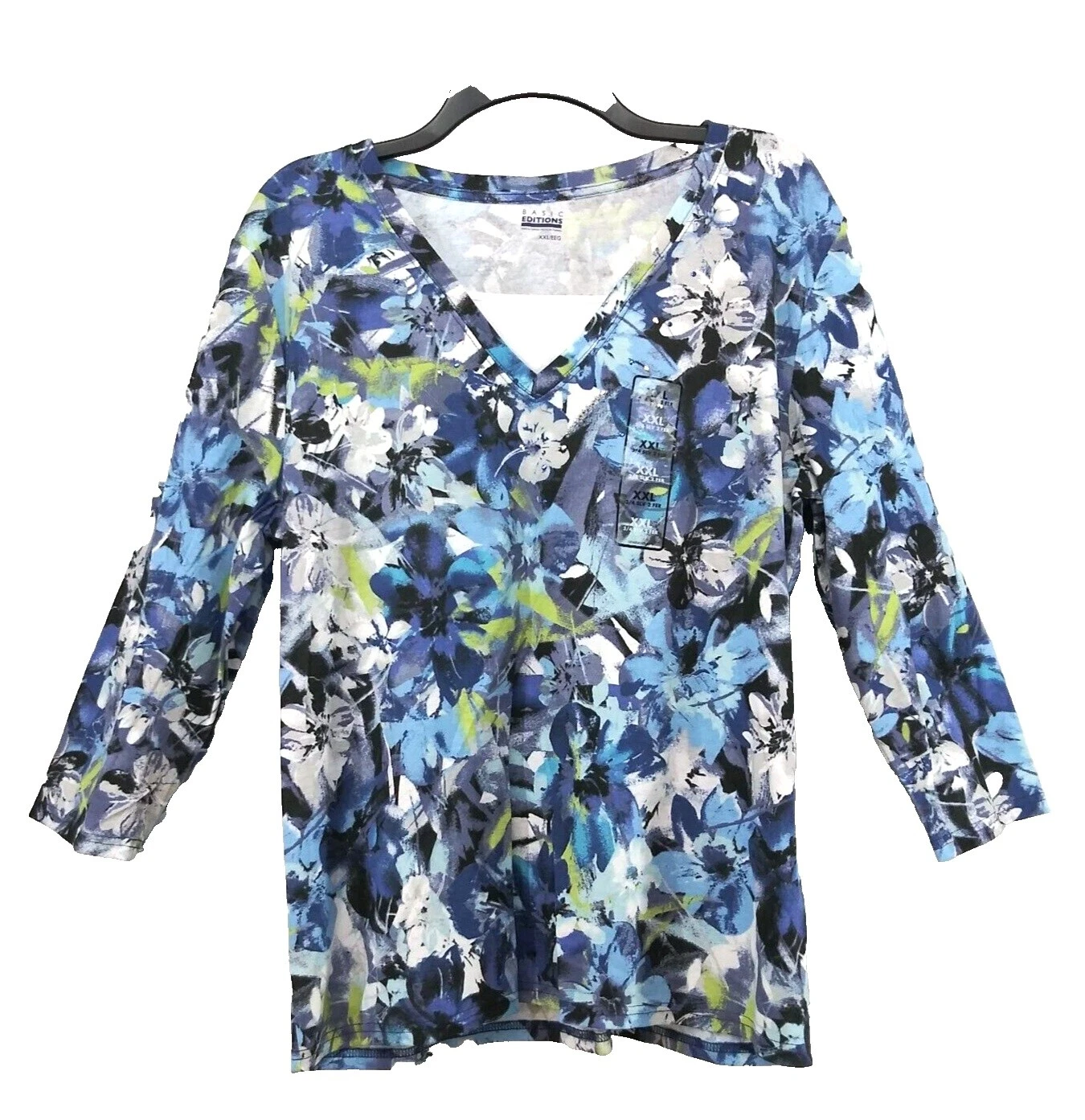 Basic Editions Cotton Business Floral Tops for Women