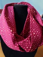 Infinity Scarf, handmade, maroon print