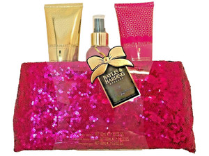 Baylis & Harding~PINK SEQUINED CLUTCH W/ 3 BODY CARE PRODUCTS~Brand New!!