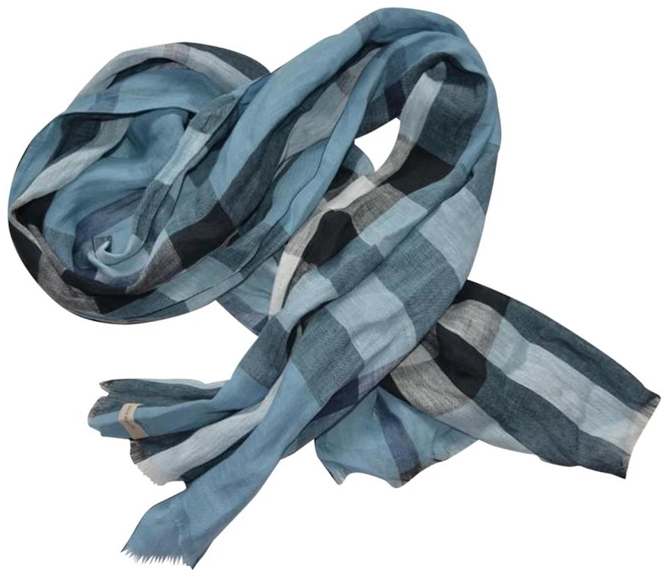 NWT BURBERRY GIANT EXPLODED CRINKLE LINEN CHECK LARGE SCARF WRAP  MADE IN ITALY - Image 2 of 4