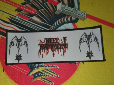Hellhammer Strip Patch Black Thrash Metal Bulldozer x