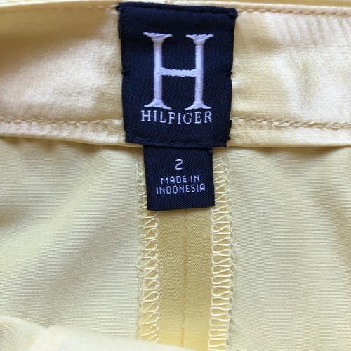 Neu ohne Etikett Tommy Hilfiger gerader Bleistiftrock Satin gelb Taschen 2 - Bild 6 von 9