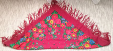 Two scarves Red with flowers 94X94 and the second 70X70 Ukraine Wool 100 USSR.
