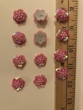 Lot of 12 Pink Sequined flower Appliqu Sewing Craft