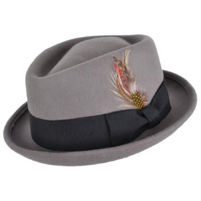 Grey Quality Hand Made 100% Wool Diamond Crown Porkpie Pork Pie Hat Sizes  UK