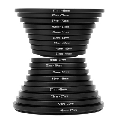 18PCS DSLR Lens Filters UV and Polarizers with Adapter Rings 37-82mm For Cameras
