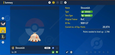 Pokemon Scarlet & Violet 6IV Shiny SHROOMISH Max EVs