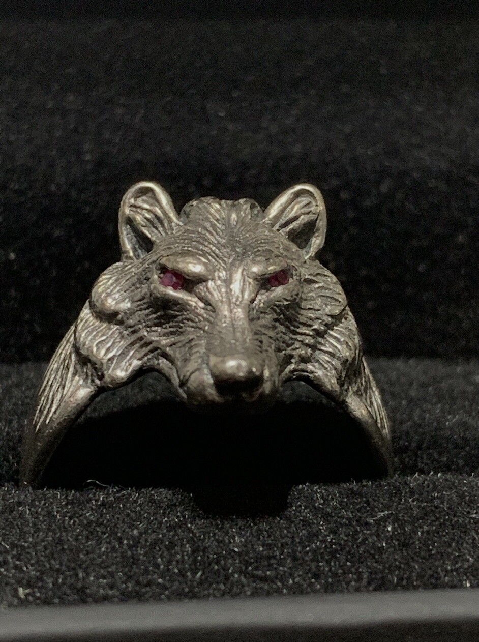 WOLF RING - STERLING SILVER - RUBY - image 6