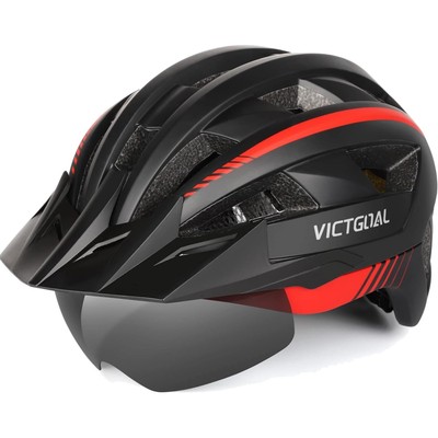 Sportlicher Fahrradhelm mit visier & Rücklicht, verstellbar 57-61cm, Victgoal