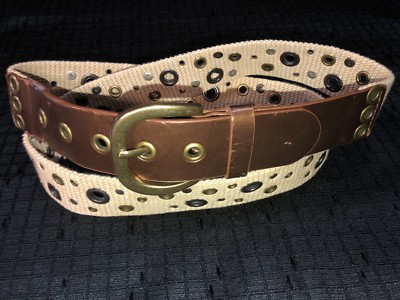 FADED GLORY BEIGE/BRONZE CANVAS GROMMET BELT