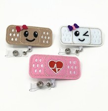 Specialist retractable ID holder badge in Pink, white and brown