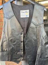 Vintage Pioneer Wear Black Leather Vest USA Made Certified Leather Clean Only