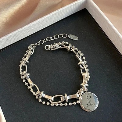 Massives 925 Sterling Silber Armband für Damen | Vintage Handarbeit schlichter Armreif