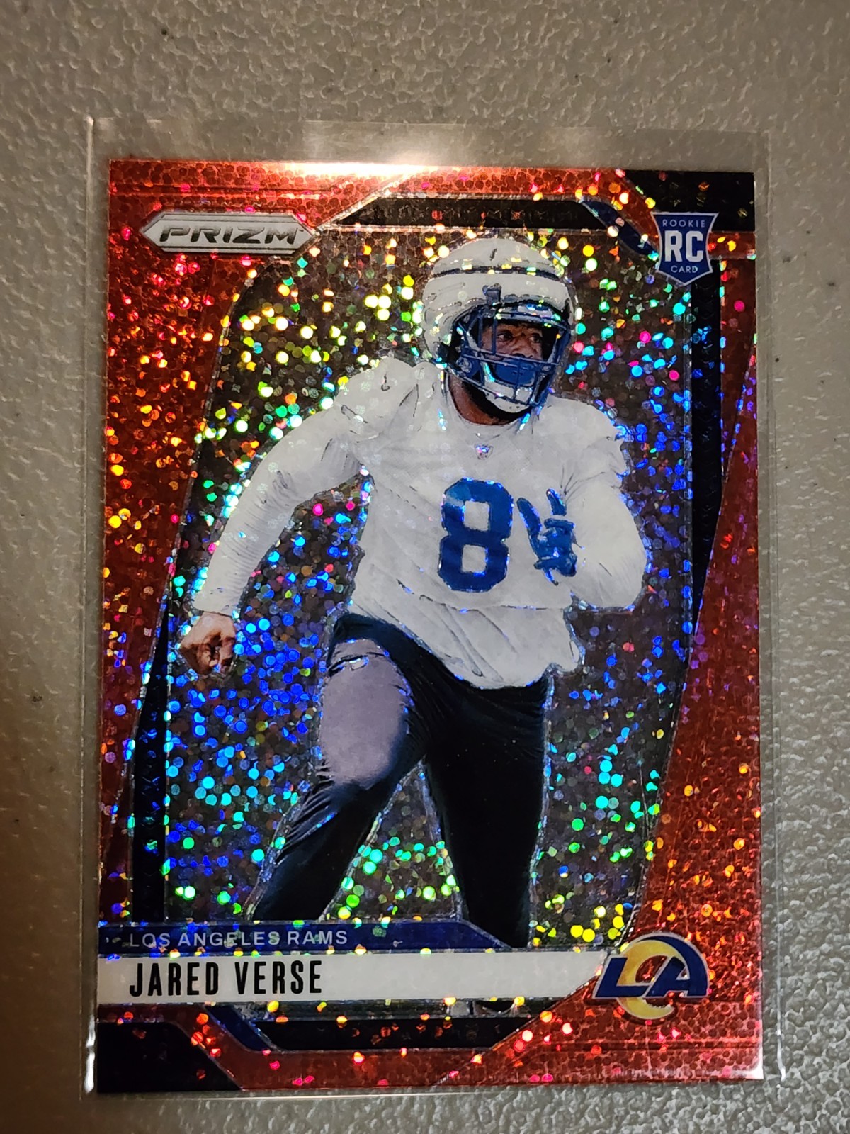 Jared Verse (RC) 2024 Panini Prizm Football - Red Sparkle Prizm #341 SSP Rams
