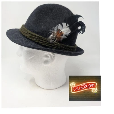 Vintage Fedora Gray Wool Feather 57 22.4 Wool Austrian - Image 1 of 4