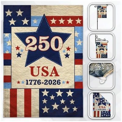 USA 250 Garden Flag 12x18in Double-Sided America Anniversary US Flag Yard Porch