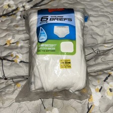 Hanes Boys Briefs White Underwear 6 Pack Size L 14-16 ComfortSoft Tagless