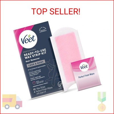 VEET Ready-To-Use Waxing Kit For Women | Wax Strips For Body Hair Removal, Wax K