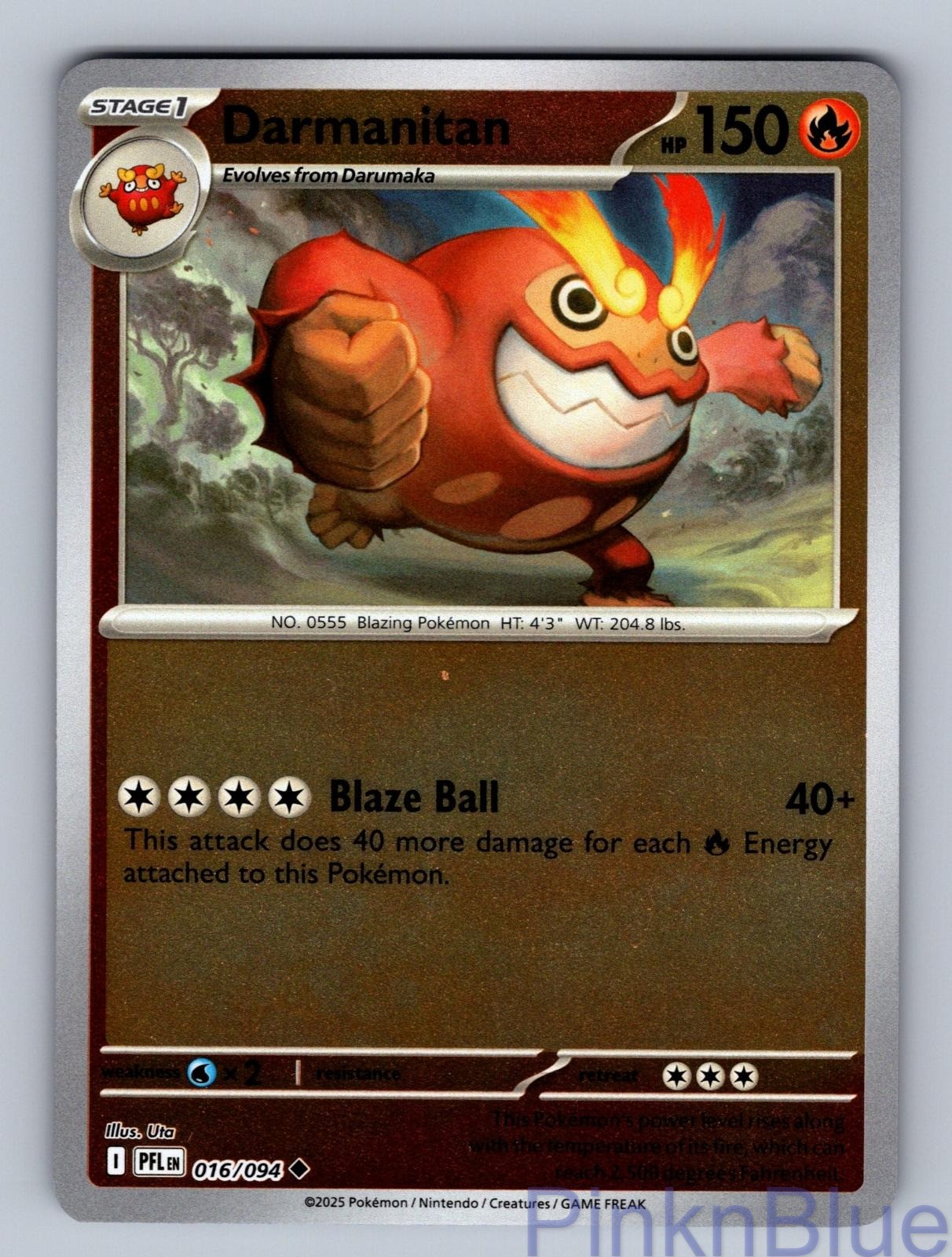 Darmanitan 016/094 Uncommon Phantasmal Flames Pokemon Reverse Holo Near Mint