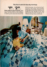 Sears Perma-Prest Muslin Sheets Blue Floral 1977-78 Vintage Magazine Print Ad