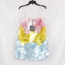 Cynthia Rowley Gradient Paillettes Mini Shift Dress In Pink/Yellow Womens Size 6