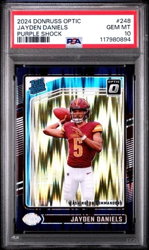 2024 Donruss Optic - Rated Rookie Jayden Daniels #248 Purple Shock PSA 💎 10