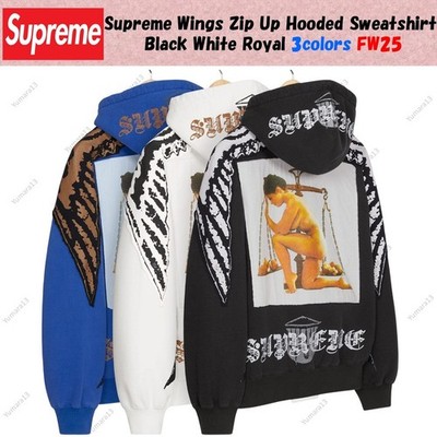 Supreme Wings Zip Up Hooded Sweatshirt Black White Royal 3colors FW25