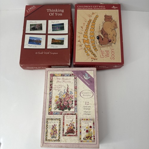 Get Well Soon Greeting Cards Box Set Lot of 3 Vintage