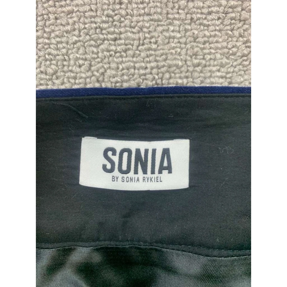Sonia by Sonia Rykiel Womens Size 44 Blue Velvet A Line Mini Skirt Patch Pockets - Image 3 of 4