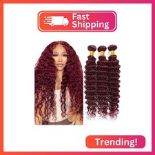  99J Wine Red Bundles Human Hair Deep Wave Bundles 24 26 28 Inch Burgundy Deep W
