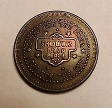 Vintage Showbiz Pizza Place Token Come For Pizza Stay For Fun Arcade Souvenir 