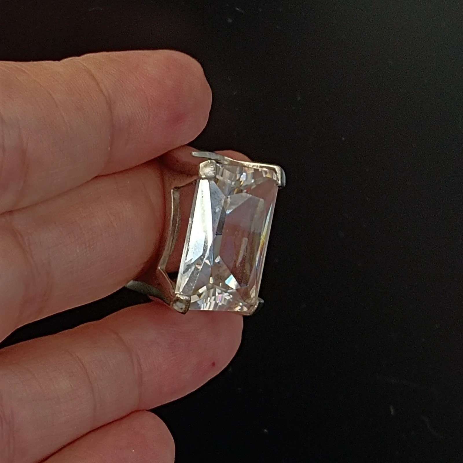 Clear Quartz Silver Ring Statement Cocktail Moder… - image 18