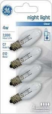 GE 20572 Night Light Bulb, 4 W, E12 Candelabra Lamp Base, C7 Lamp, 16