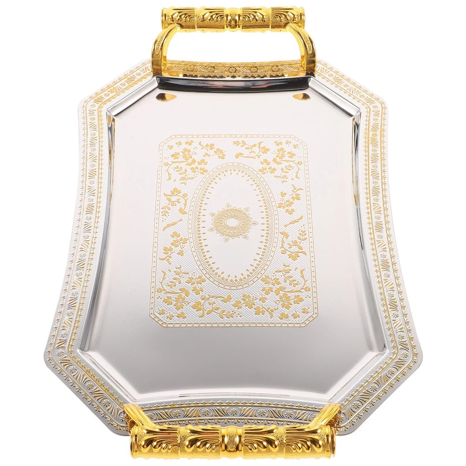  Metal Desktop Fruit Plates European Style Platter Smooth Trays for Serving Food