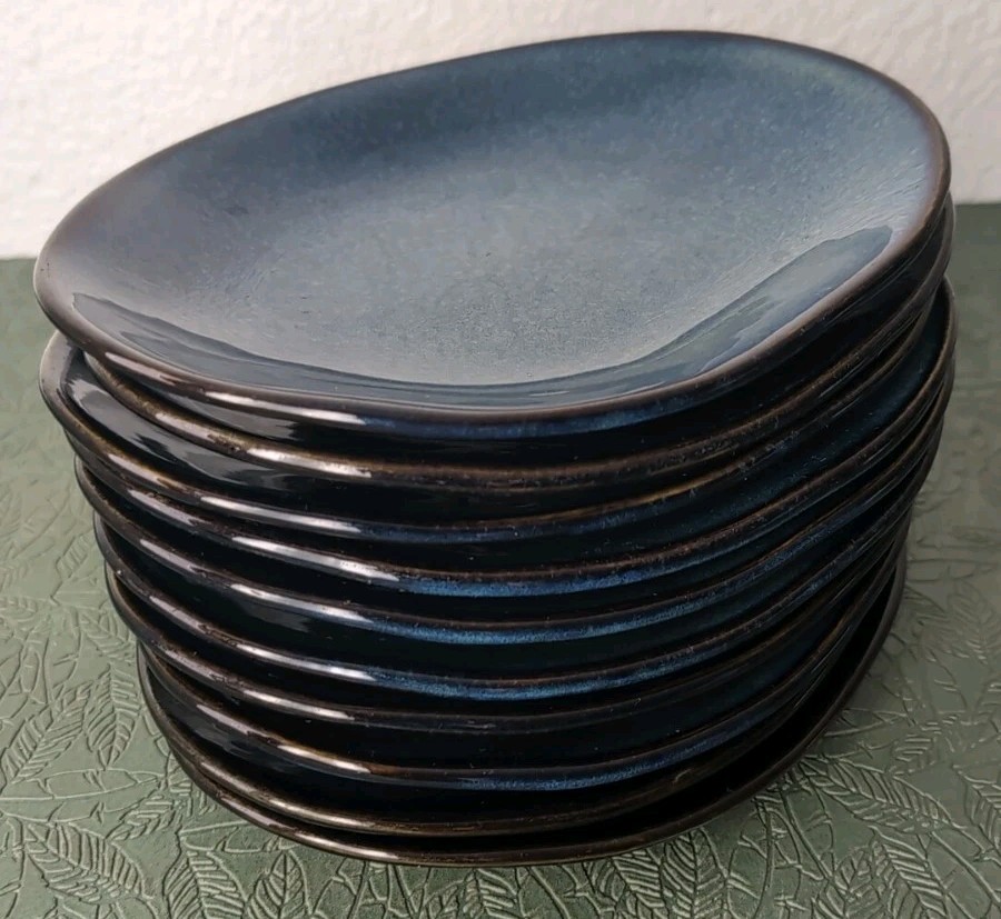 10 Tuxton China Inc GAN-650 Artisan 8-3/8" x 6-7/8" Night Sky Ellipse Plates