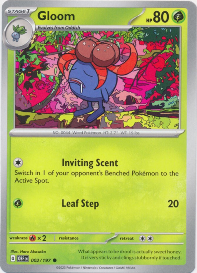Gloom - 002/197 - Common (Near Mint) Obsidian Flames - Grass Pokémon