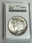 1921 Peace dollar Ms63+++ANSCS OLD SOAP BOX, Field Break 1H, & POLISH Vams-1F&1A