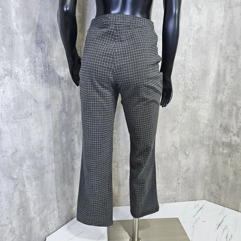 Vintage Y2K Anchor Blue Gray Plaid Flare Pants Size 7 USA Pedal Pushers Trousers - Image 4 of 4