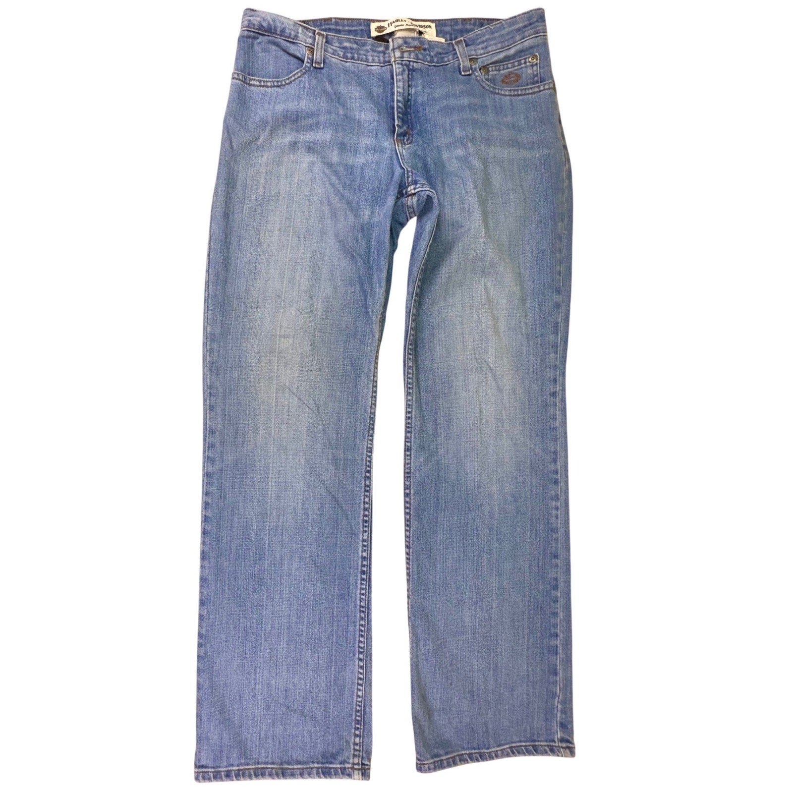 Harley-Davidson Women's Jeans Size 10 Blue Denim Straight Leg Stretch Motorcycle