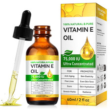Vitamin E Oil,Natural Vitamin E Oil for Skin 75,000 IU, Organic Pure Vitamins E