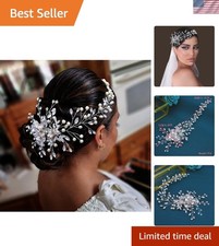 Stunning Silver Rhinestone Hair Piece for Brides   Perfect for Weddings  Events