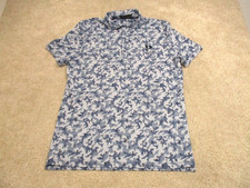 G/FORE Polo Shirt Mens Medium Blue Camouflage Skull Print Palmas Golf Club Logo