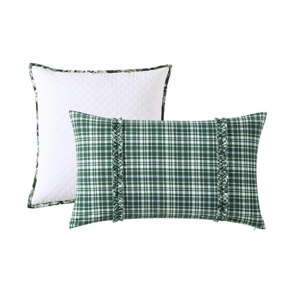 Laura Ashley Bramble Floral 7-Piece Green Cotton Full/Queen Bonus Duvet Cover - Image 4 of 4