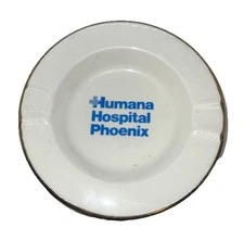 Vintage Humana Hospital Phoenix Ceramic Ashtray Gold Trim 70s/80s